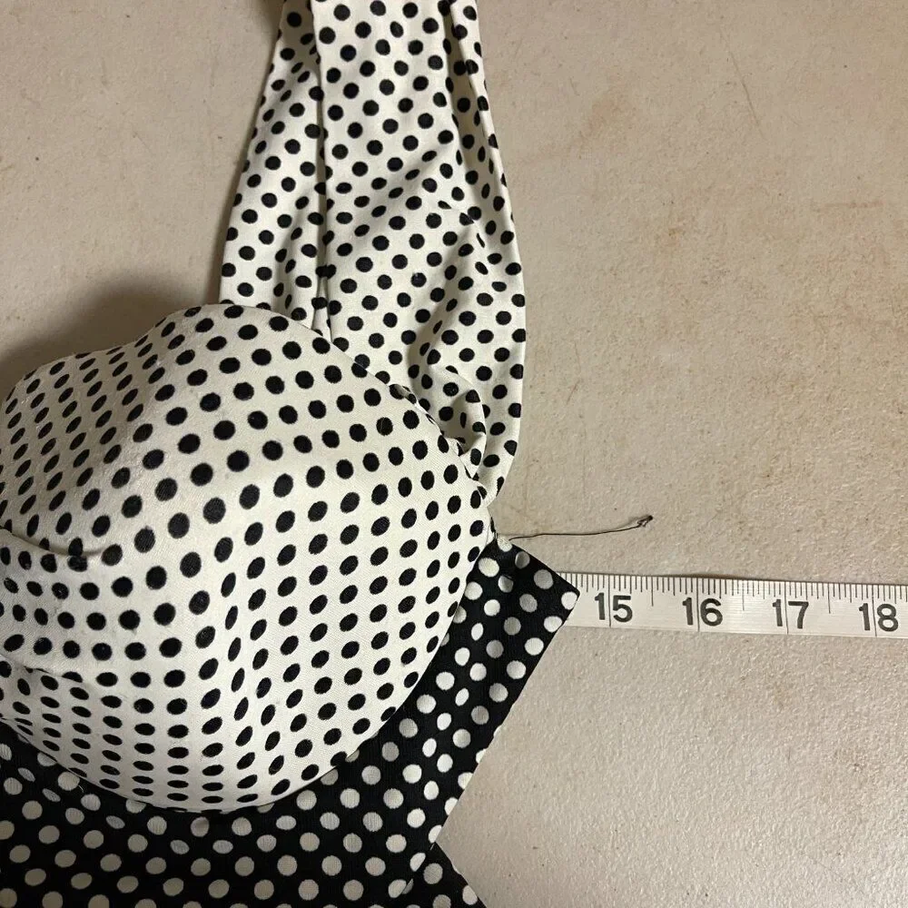 Vintage Retro Style Swimwear Black & White Polka Dot One Piece Small